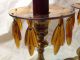 Pair Vintage Amber Czech Bobeche & Prism Set - Unique Drops Chandelier Parts Candlesticks photo 2