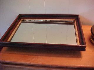 Antique Wall Mirror,  Old Deep Frame W/square Nails Thick Glass 16 