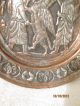 Antique Silver Plate Copper Mythical Ancient Art Griffin Beast 2 Warriors Sword Metalware photo 5