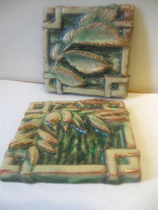 2 Peace Valley Tiles Co.  New Britian Pa.  Pottery Tiles 4 1/4 
