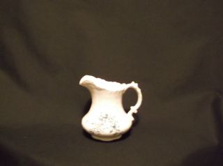 Wellsville Small Pitcher Transferware Condition White With Green Floral photo
