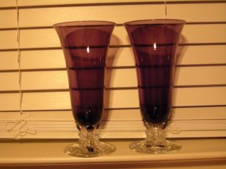 2 Fostoria Amethyst (purple) Glass Vases Vase photo