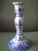 Antique 1800 ' S French Faience Candlestick Signed Blu&wh Other photo 1