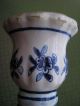 Antique 1800 ' S French Faience Candlestick Signed Blu&wh Other photo 3