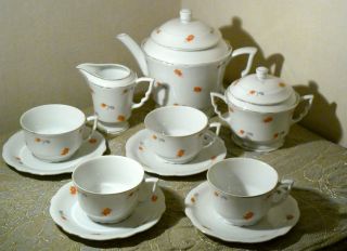 Very Fine Zsolnay Coffee/tea Set - 4 Person - 1960s - Hand - Painted - Hungary photo