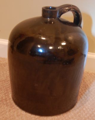 Brown Glaze Stoneware Whiskey Jug photo