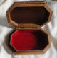 Vintage Oblong Hexigon Inlay Wood With Mother Of Pearl Box Felt Lined Boxes photo 2