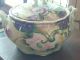 Vintage Handpainted Porcelain Cermamic Gold Relief Deco Pink Roses Jar Pot Jars photo 9