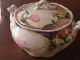 Vintage Handpainted Porcelain Cermamic Gold Relief Deco Pink Roses Jar Pot Jars photo 8