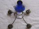 Antique Cobalt Glass And Metal Taper Candelabra Awesome Candle Holders photo 2