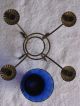 Antique Cobalt Glass And Metal Taper Candelabra Awesome Candle Holders photo 3