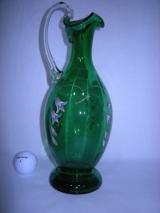 Emerald Green Art Glass Wine Decanter photo