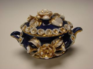 Antique Victorian German Porcelain Fairing Trinket Box photo