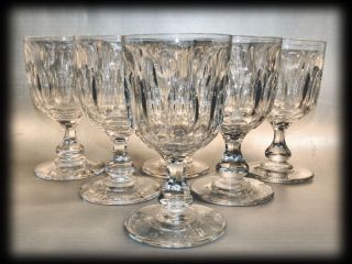 Lens Cut Leaded Glass Rummers Or Goblets,  Set Of 6,  English Or Early Am. photo