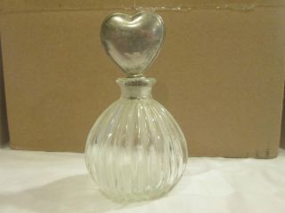 International Silver Company Glass Perfume Bottle Silver Plated Heart Top photo