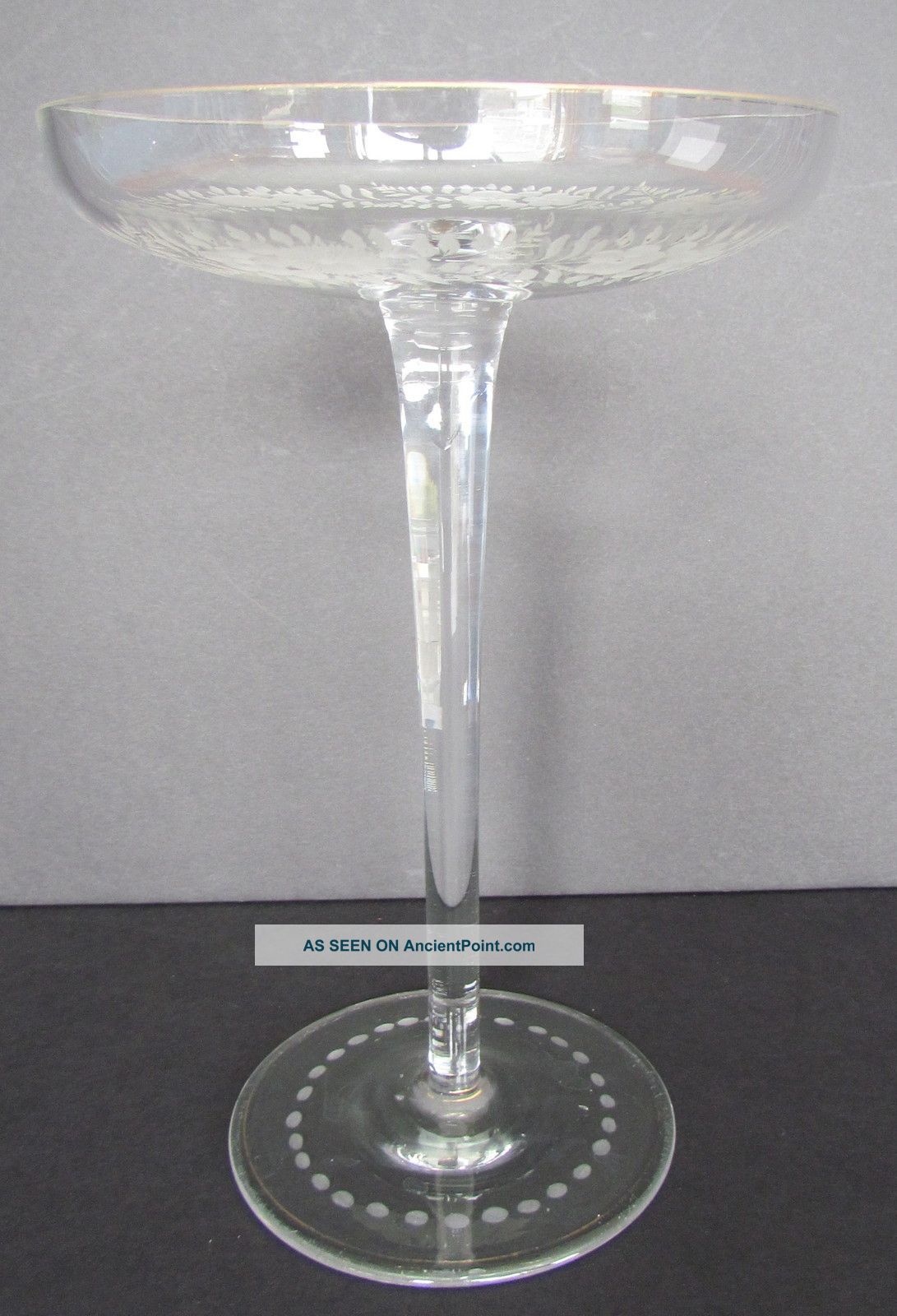 Antique Etched Glass 9.  25 