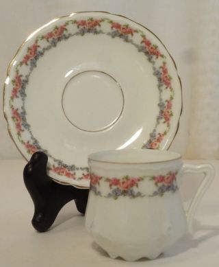 (6) Ohme Silesia Demi Cup & Saucer Gilded Rose Forget - Me - Not 20 ' S Exquisite Set photo