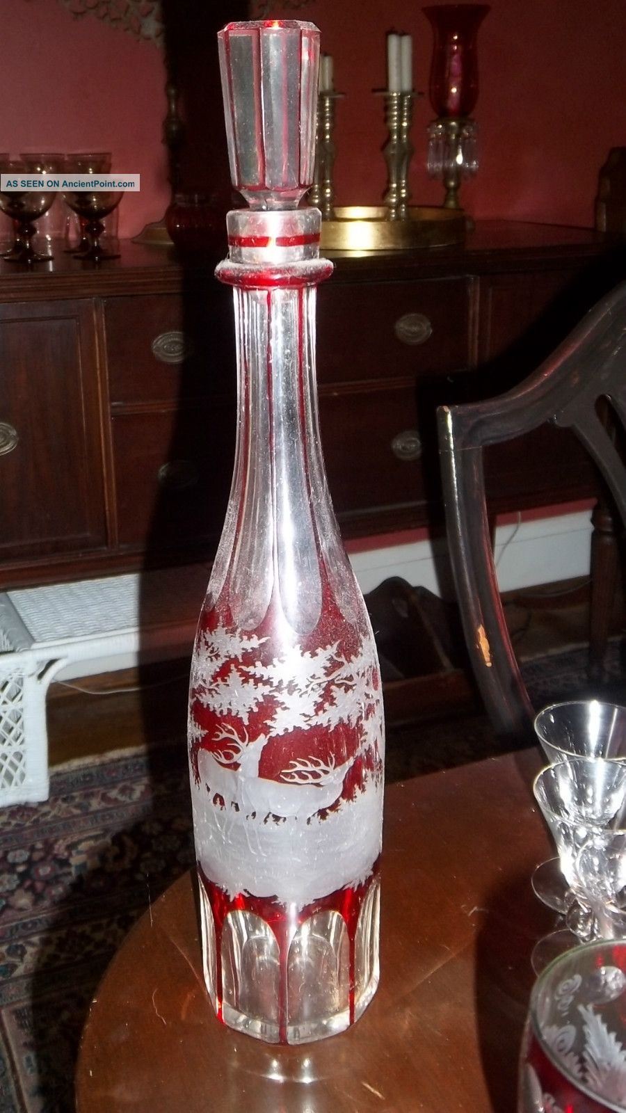 Red Victorian Decanter And 12 Glasses Decanters photo