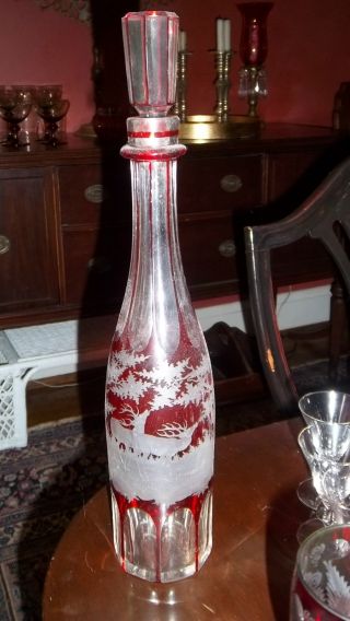 Red Victorian Decanter And 12 Glasses photo