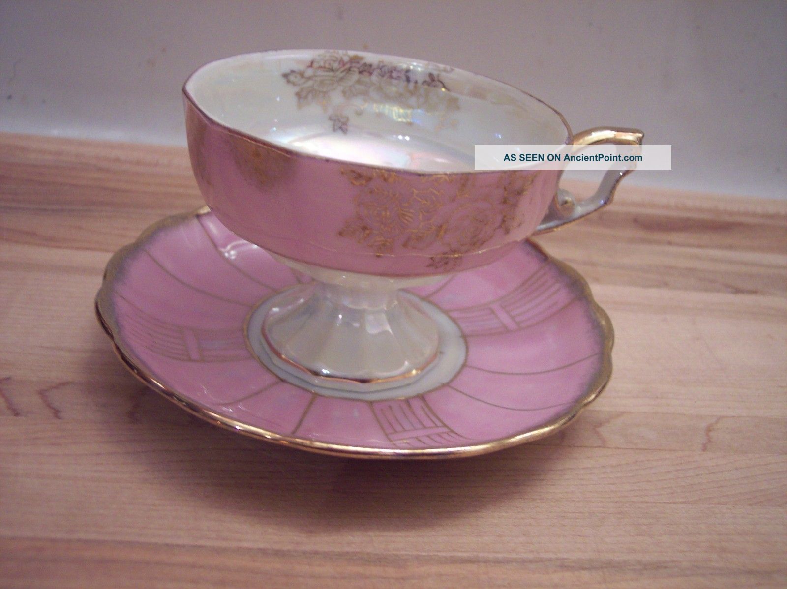 style  Luster saucer Saucer Victorian vintage cup Cup and Pearl  Tea Pedestal &  Vintage Style Pink