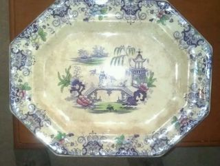 Kin - Shan Antique 8 Sided Porcelain Platter photo