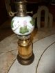 Rare Antique Gilt Metal And Hand Painted Glass Globe Gwtw Type Lamp Mint Conditn Lamps photo 2