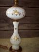 2 Milk Glass With Gold Floral Design Lamps With Solid Brass Base. Lamps photo 10