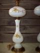 2 Milk Glass With Gold Floral Design Lamps With Solid Brass Base. Lamps photo 2