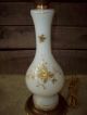 2 Milk Glass With Gold Floral Design Lamps With Solid Brass Base. Lamps photo 4