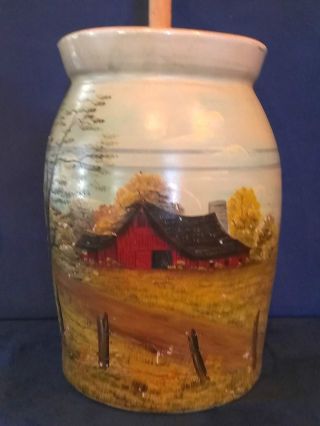 Vintage Marshall 3 Butter Churn With Signed Country Scene Painting Deretha Ames photo