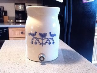 Vintage 1 Gallon Crock Stoneware Water Cooler Spigot photo