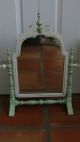 Vintage Chic Wood Distressed Painted Shabby Vanity Mirror Celery Green & White Mirrors photo 2