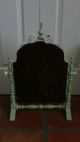 Vintage Chic Wood Distressed Painted Shabby Vanity Mirror Celery Green & White Mirrors photo 3