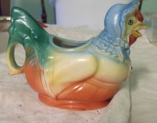 Colorful,  Old Ceramic Chicken Creamer,  Made In Czecho Slovakia photo