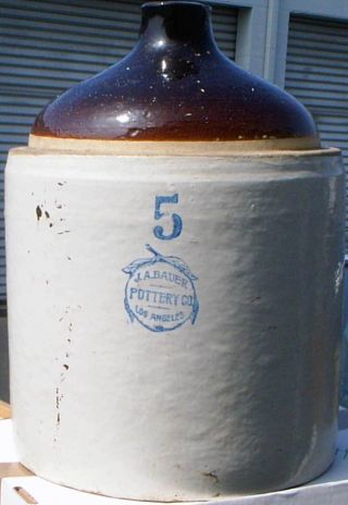 J.  A.  Bauer Stoneware Jug 5 Gallon Vintage Antique photo