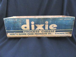 Vtg.  Dixie Process Cheese Wooden Box Chicago Ill.  Brick Blended American Htf? photo
