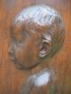 Signed F Clasgens 1900 Cincinnati O Carved Wood Portrait Of Child W/ Halo Carved Figures photo 2
