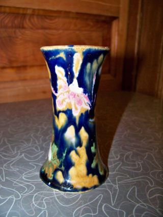 Antique Gaudy Art Pottery Hat Pin Holder Or Miniature Vase photo