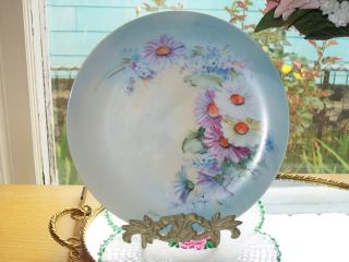 Hand Painted Porcelain Plate~daisies~artist Signed 10+ 