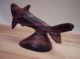Vintage Dark Wood Grain Miniature Carved Shark Fish Figurine Philippines Carved Figures photo 2