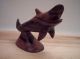 Vintage Dark Wood Grain Miniature Carved Shark Fish Figurine Philippines Carved Figures photo 3