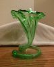 Antique Victorian Lily / Trumpet Epergne Vase - Green - Curled Stem Base Vases photo 1