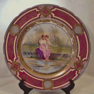 Royal Vienna Porcelain Art Plate Marked L.  S.  & Sons Austria & Signed W.  Grosch photo