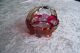 Red Carnival Glass Flowered Bowl With Handle Bowls photo 1