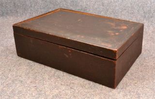 Antique 19th C 1800 Wood Wooden Box Sewing Jewelry Writing Dovetail photo