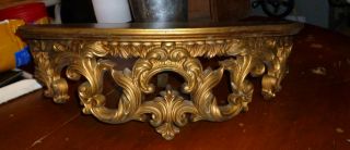 Antique Gold Turner Wall Accessory Shelf Gold Gilded & Very Detailed. photo
