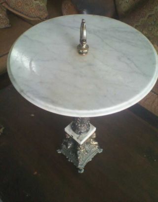Table Old Rare Marble And Bronze photo
