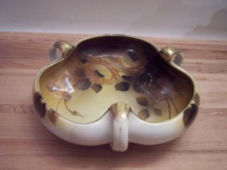 Vintage 1920s Hand Painted Japan 3 Handle 3 Lobe Bowl Antique Yellow Water Lily photo