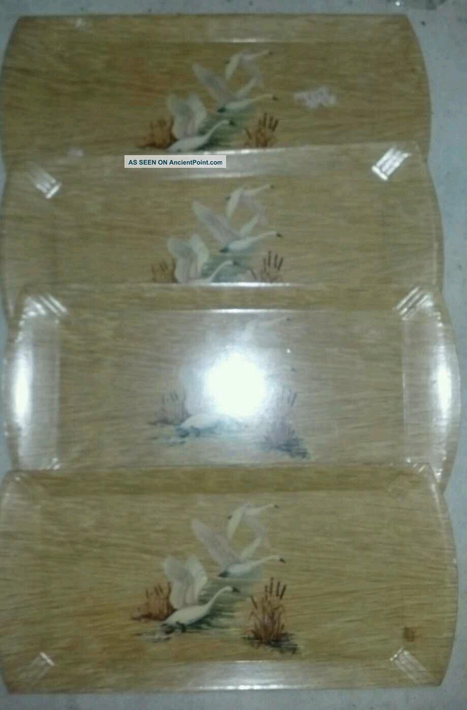 Coronet Duck Serving Trays / Set Of 4 Wooden Appearance Lot Trays photo
