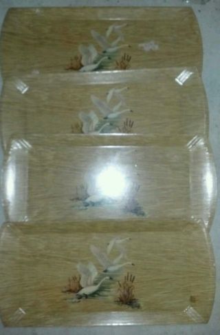 Coronet Duck Serving Trays / Set Of 4 Wooden Appearance Lot photo